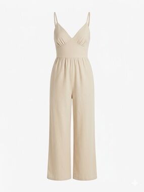 Japna Cream Wide-Leg Spaghetti-Strap Jumpsuit